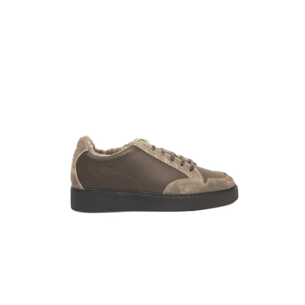 Beige Cowhide Men Sneaker