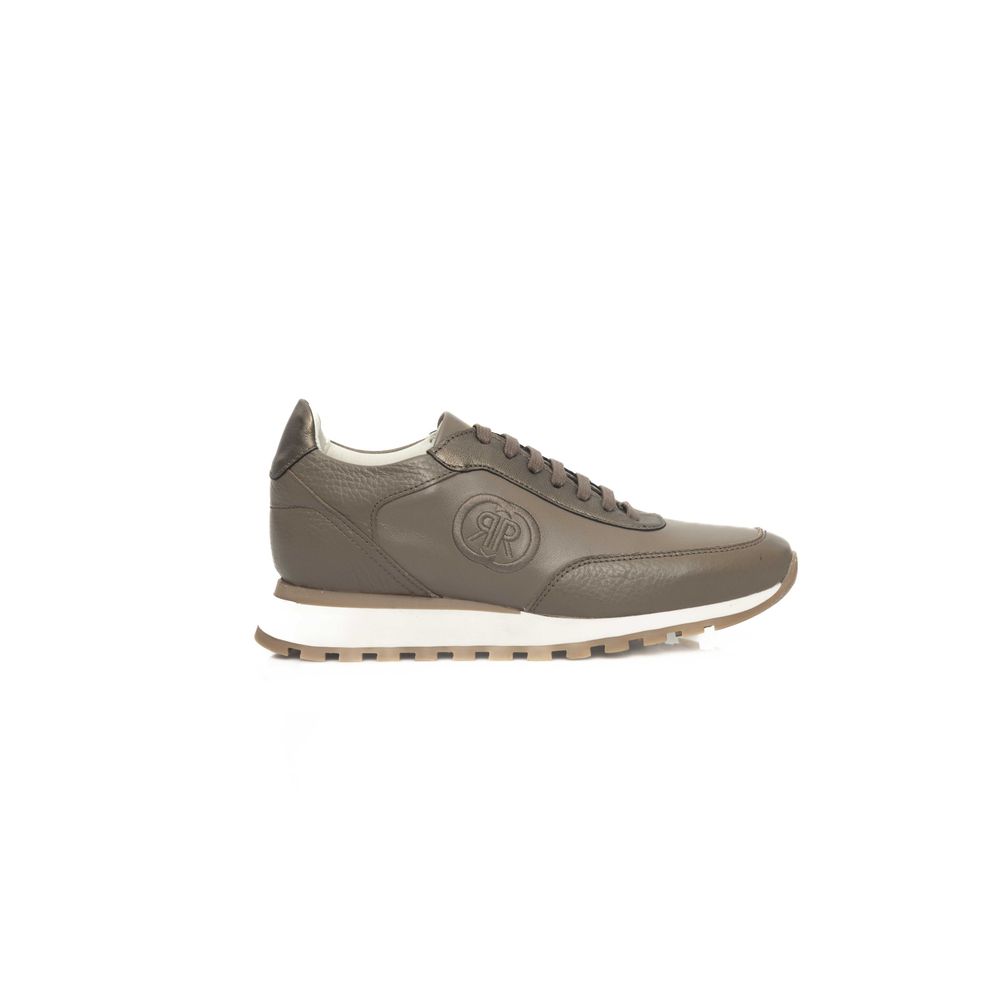 Beige Cowhide Women Platform Sneaker