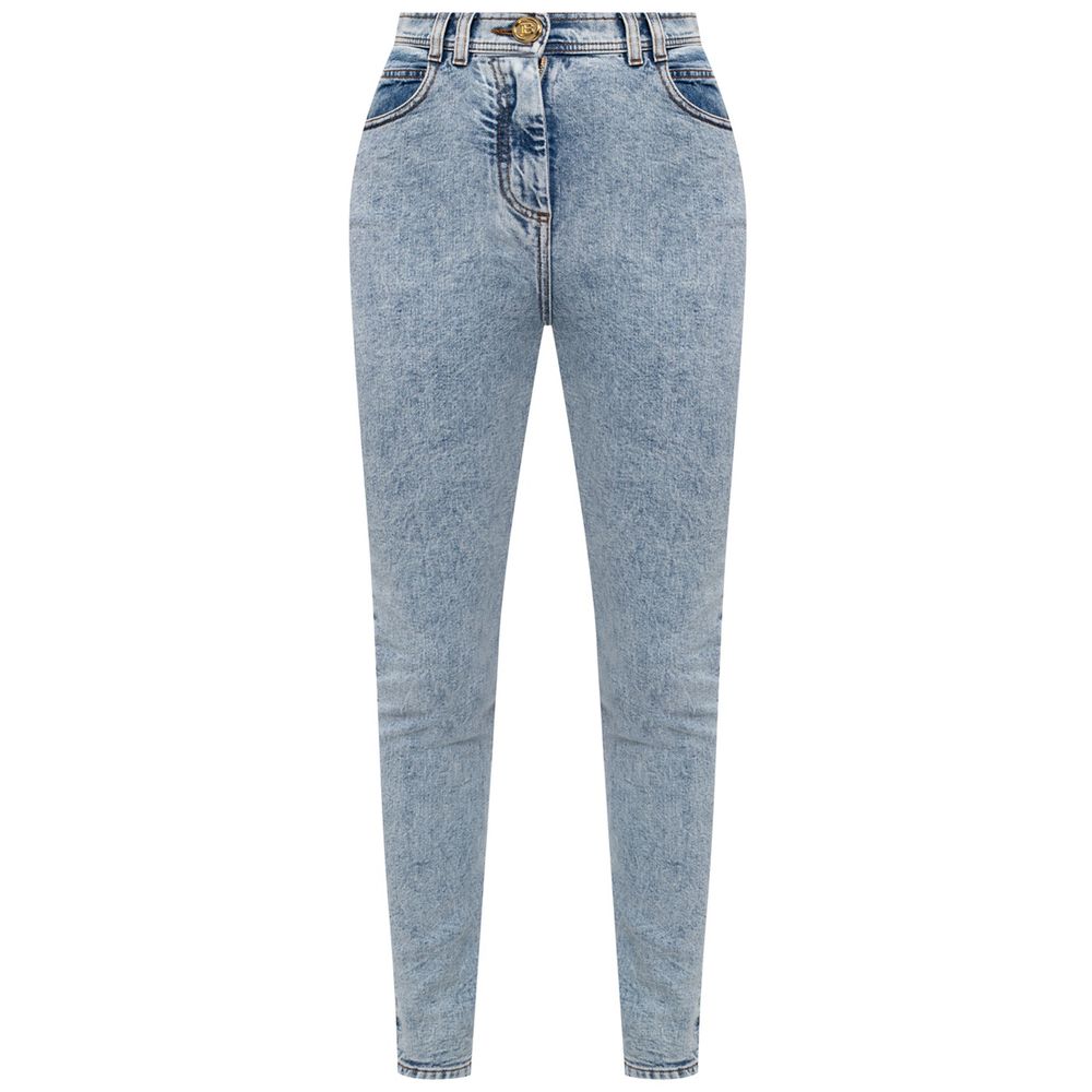 Blue Cotton Women's High-Waisted Jean