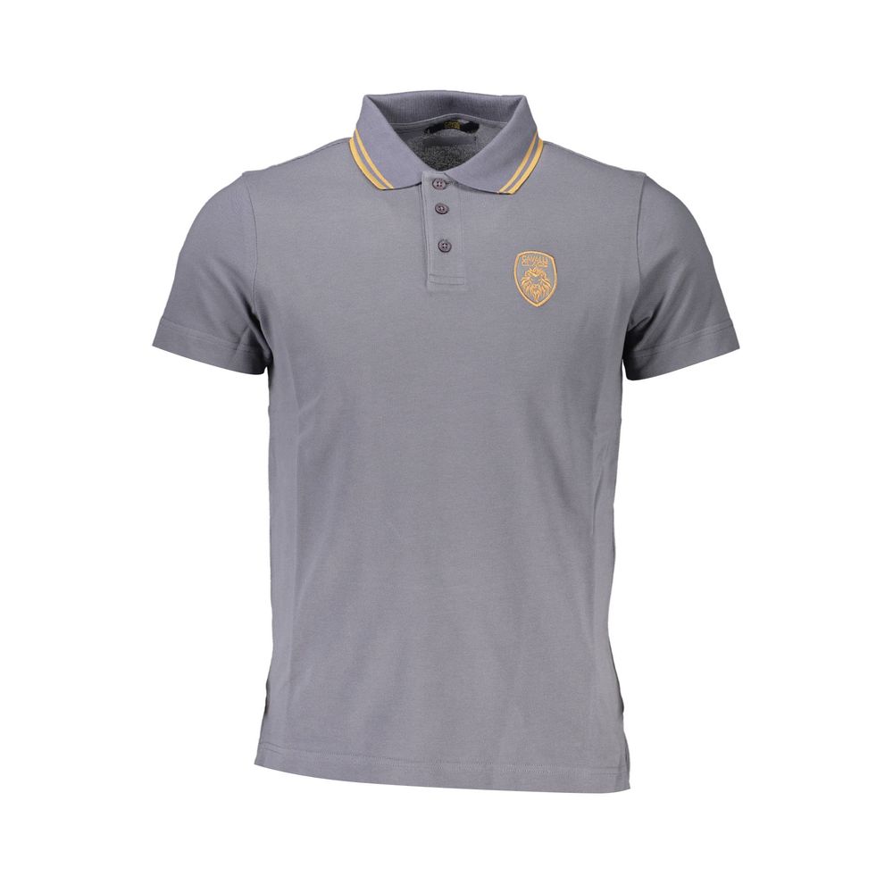 Cavalli Class Gray Cotton Polo Shirt