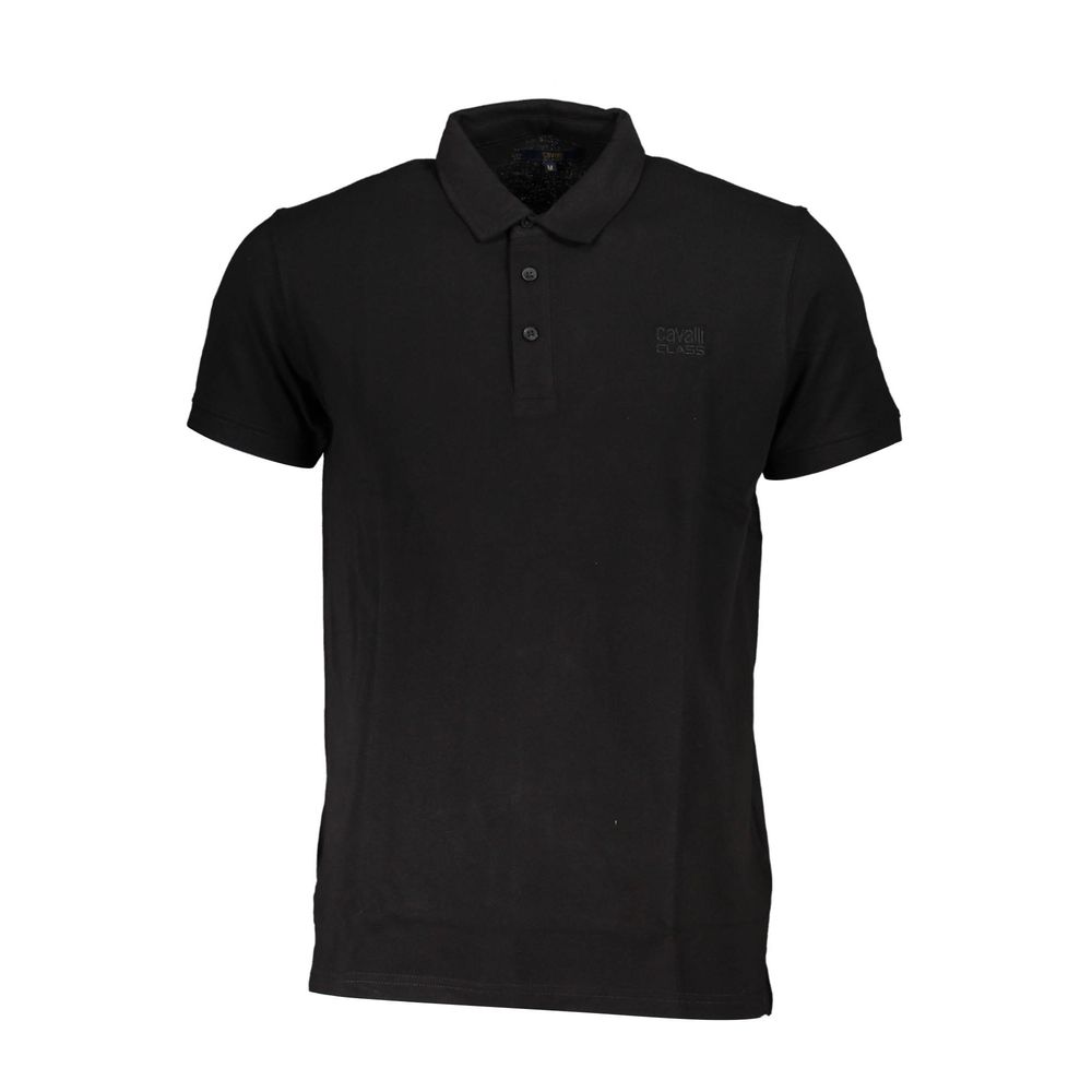 Cavalli Class Black Cotton Polo Shirt