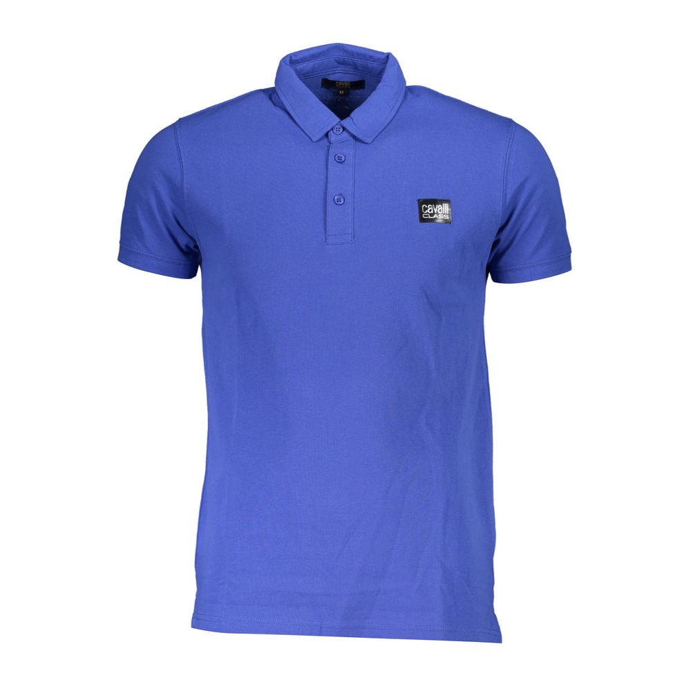 Cavalli Class Blue Cotton Polo Shirt