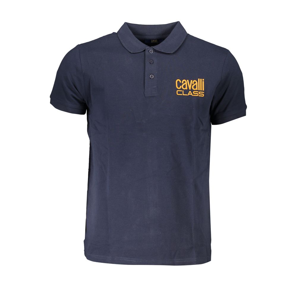 Cavalli Class Blue Cotton Polo Shirt