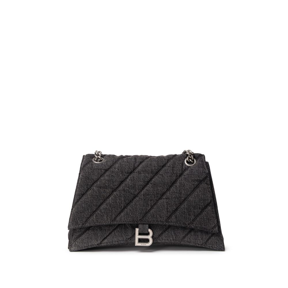 Black Fabric And Leather Shoulder Bag