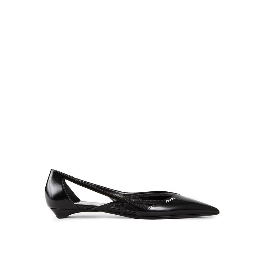 Brushed Leather Cut-Out Ballerina Flats
